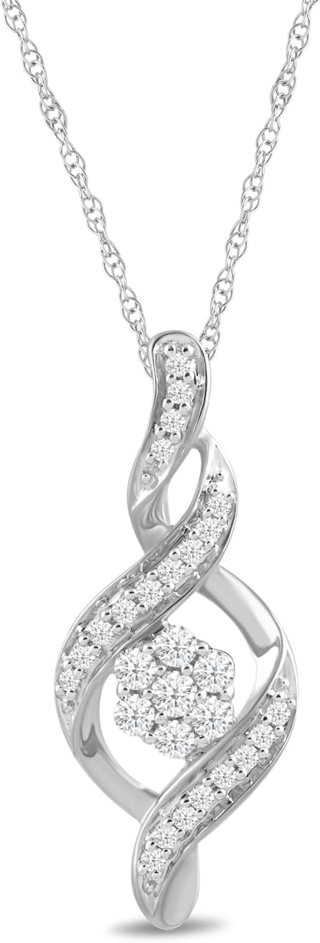 Essentials 10K Diamond Twist Pendant Necklace (1/4 cttw) (previously Amazon Collection)