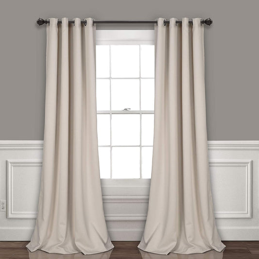 Lush Decor Insulated Grommet Blackout Window Curtain Panels, Pair, 52" W x 108" L, Wheat - Classic Modern Design - Chic Window Decor - Long Curtains For Living Room, Bedroom, Or Dining Room