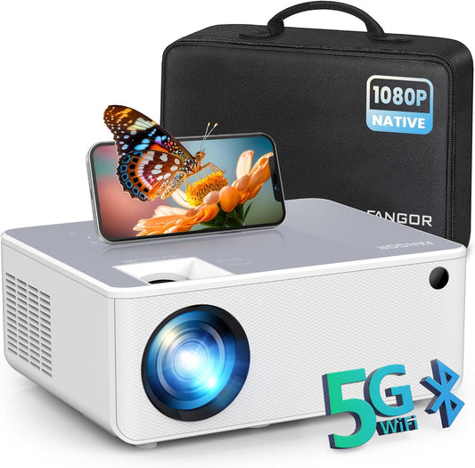 1080P HD Projector, WiFi Bluetooth Projectors, Max 230” Projection Screen Portable Home Theater Video Movie Proyector With Tripod, Compatible with HDMI, USB, Laptop, iOS & Android Phone