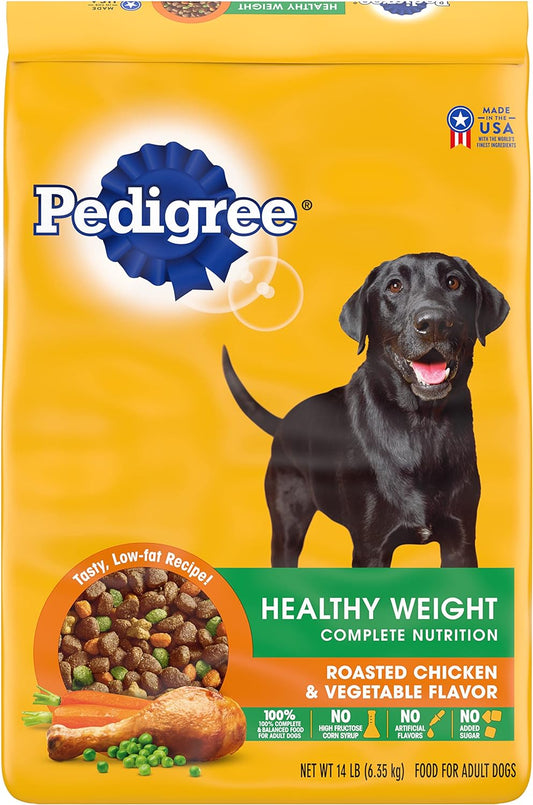 Pedigree Healthy Weight Adult Dry Dog Food Roasted Chicken & Vegetable Flavor Dog Kibble, 14 lb. Bag